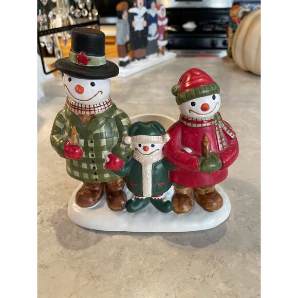 Yankee Candle Jack Frost Snow family Tea Light/toothpick holder Ceramic 6x6x4” - Picture 1 of 6